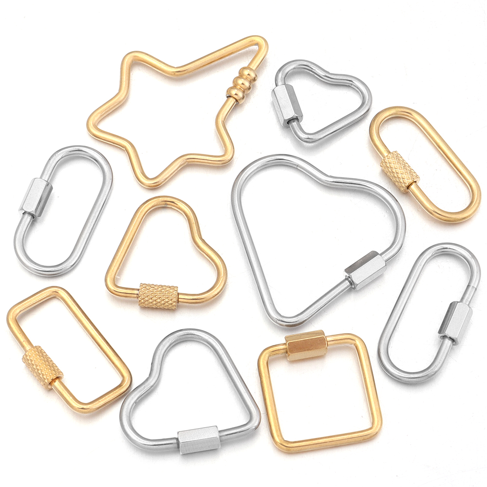 Jewelry Making Articles - 2pcs الذهب الفولاذ المقاوم للصدأ قلب