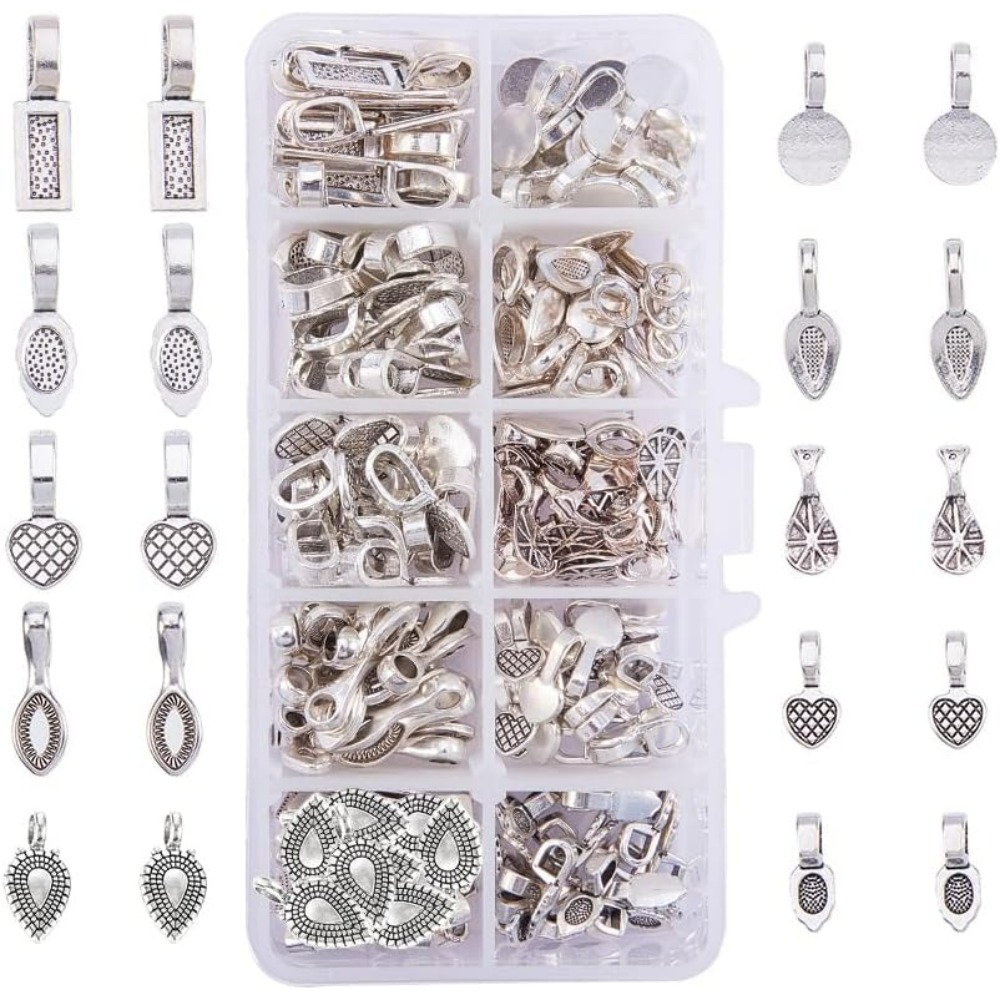 Jewelry Making Glue - 200 قطعة 10 نمط سبائك الفضة