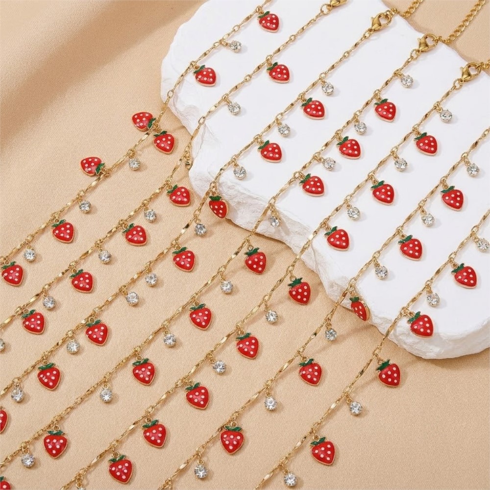 سلسلة فراولة مطلية بالمينا يدو - مراجعة Jewelry Making For Kids وسعره