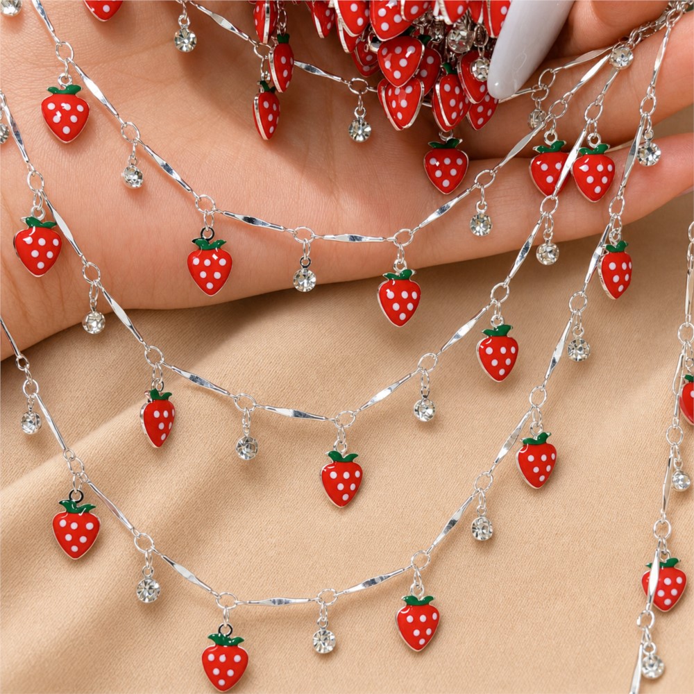 سلسلة فراولة مطلية بالمينا يدو - مراجعة Jewelry Making For Kids وسعره