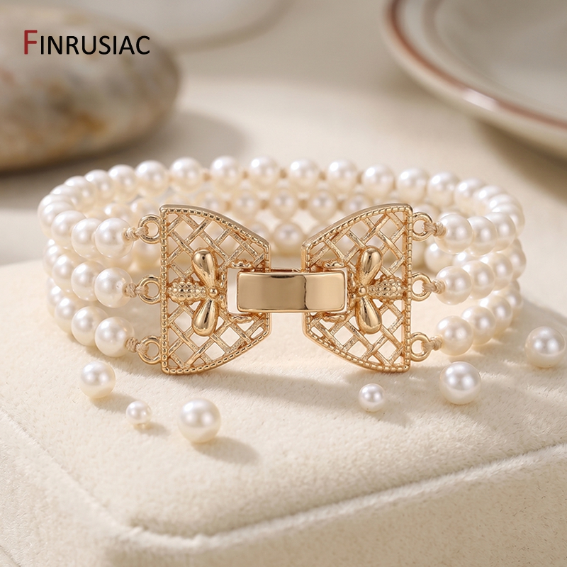 مشبك لؤلؤ ثلاثي الصفوف مطلي با - مراجعة Jewelry Making Articles وسعره